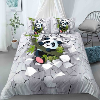 ❀□▤3D Anime Wall Animal Cat Panda Duvet Cover Set Pillowcase Cartoon Luxury Bedding Sets Bed Linen 2