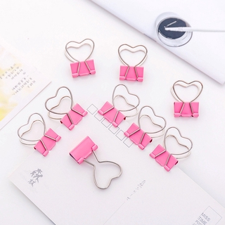 5pcs Pink Love Long Tail Clip Folder Student Test Paper Clip Note Clip Mini Cute Clip