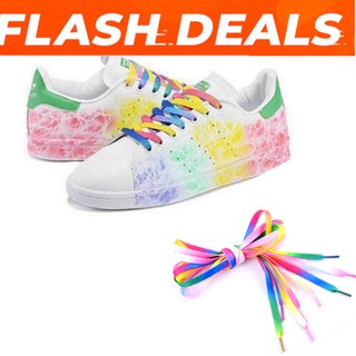 1Pair Rainbow Flat Canvas Athletic Shoelace Sport Sneaker Shoe Laces Strings (1)