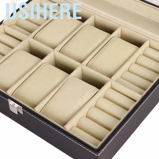 Usihere 6+4 Slots Watch Storage Box Display Earring Container Jewelry Holder Necklace Bracelet Organizer Jew