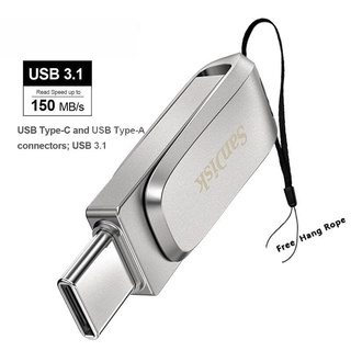 Sandisk Original USB Flash Drive OTG Type-C Pen Drive 512GB 256GB 128GB 64GB up to 150MB/s 32GB USB 3.1 Flash
