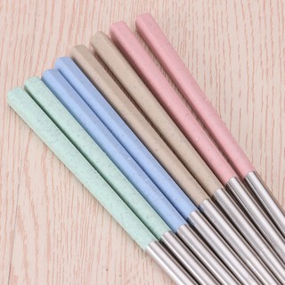 304 Stainless Steel Wheat Straw Chopsticks Tableware Household Anti-mold Non-slip Cutlery (6)