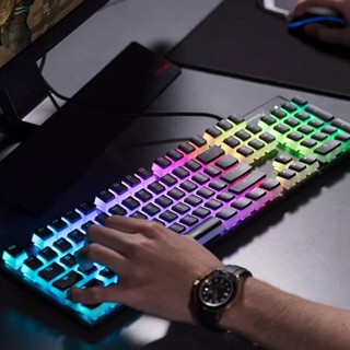 Double Lens Backlit PBT Pudding Keycap Set, Suitable for Conventional 104 Keyboard