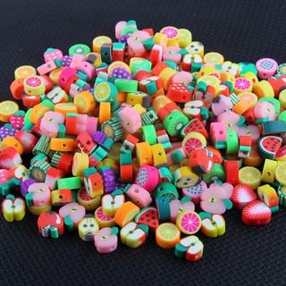 100PCS Fruit Polymer Clay Beads Spacer Charm Beads DIY Jewelry Making (4)