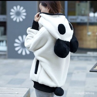{ Spot}Cute Bear Ear Panda Winter Warm Hoodie Coat Women Hooded Jacket Outerwear ifV3