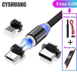 3A Magnetic Charger Cable USB Fast Charging Type C/Lightning iPhone IOS / Android Micro