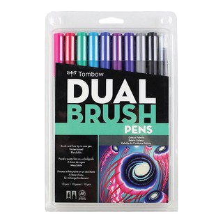 Tombow Dual Brush Pen 10-Pack, Galaxy with ABT Roll Case