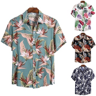 2021 Summer Fashion Mens Hawaiian Shirt Printed Short Sleeve Big Us Size Hawaii Flower Beach Floral