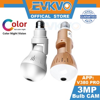 Mga paninda ☌∈EVKVO - LED Light Bulb Camera - Full Color Night Vision - 360 Degree Panoramic - V380