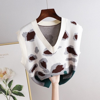 Knitted Tops Korean Loose Creative Pattern Sleeveless Vest