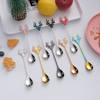 304 Stainless Steel Spoon Scandinavian Style Fawn Shape Coffee Spoon Dessert Spoon Stirring Spoon