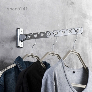 Shen5241 1 Pc Stainless Steel Folding Wall Mount Hanger Retractable Clothes Drying Rack