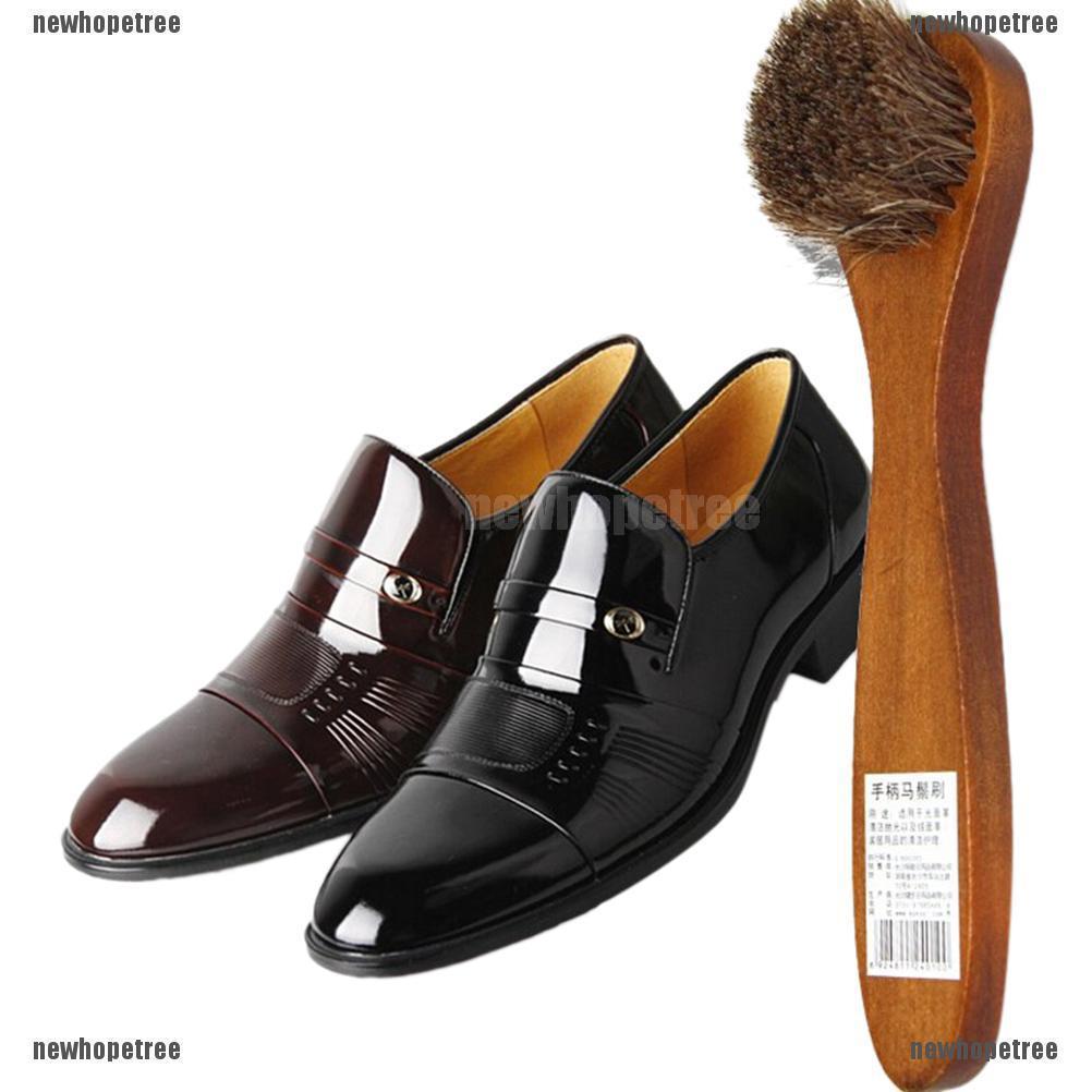 Wood Handle Bristle Brush Shoe Polish Shine Cleaning Dauber (1)