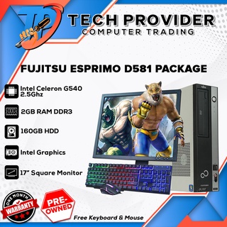Fujitsu Esprimo D581 Desktop Package | Intel Celeron G540, 2GB RAM DDR3, 160GB HDD | 17" inch square
