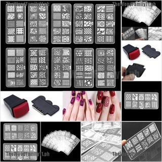【tf^COD】Nail Art Stamp Stencil Stamping Template Plate Set Tool Stamper Design Kit Hot