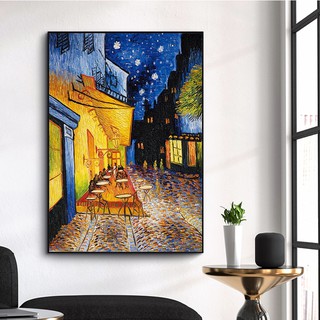 ❉Van Gogh Famous Oil Painting Print Poster Cafe Terrace At Night Reproduction Canvas Wall Art Pictur