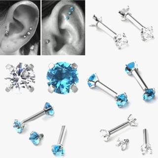 1Pair Gem Barbell Ear Cartilage Tragus Helix Stud Earring Body Piercing h