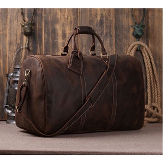 Boston Crazy Horse Leather Men Travel Bags Luggage Travel Bag Large Genuine leather Duffle Bag Men W