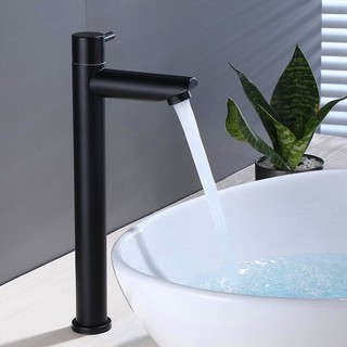 Stainless steel faucet single cold faucet washbasin faucet black
