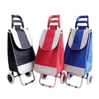 Portable Travel Shopping Bag with Trolley Wheels Oxford Fabric Folding Shopping Cart