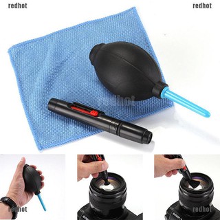 Redhot 3 in 1 Lens Cleaning Cleaner Dust Pen Blower Cloth Kit For DSLR VCR Camera
