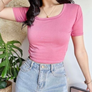 Square Neck Shortsleeve Top Plain /Croptop | Small To Medium | Genelle23