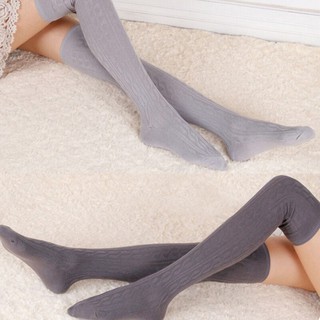 Women Wool Braid Over the Knee Thigh Highs Hose Stockings