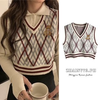 [Flash Sale] Women's new retro knitted vest sweater Korean short sleeveless vest top (1)