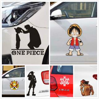 One Piece Fashion Car Sticker Luffy Ace Waterproof Auto Decals Scratch Cover Car Stickers Car Body Door Window Fuel Tank Cover Stickers Motorcycle Sticker