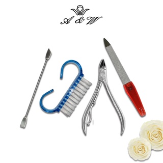 A&W 4 in 1 Nail Clipper Set Beauty Tool Double Head Stainless Nail Cuticle Pusher Manicure Tool