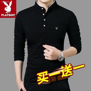 Playboy spring and autumn long-sleeved t-shirt men s stand-up collar pure cotton t-shirt bottoming s