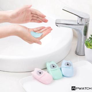50pcs Disposable Boxed Paper Soap Travel Portable Hand Washing Box Scented Slice Sheets Mini Soap Paper pwatch