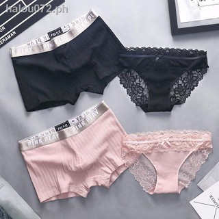 ready stock☑﹉✜Couple underwear, pure cotton, one male and female, cute style couples passionate passion hot lace underwear suit