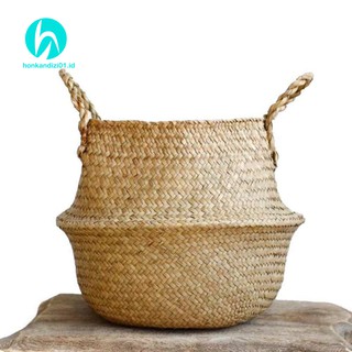 Basket, Woven Seagrass Tote Belly Basket for Storage N2PH