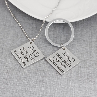 Stainless Steel Keychain Necklace Dad My Hero Father Birthday Present Fathers Day Gift Dad Keychain