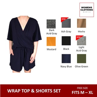 Loungewear Wrap Top and Shorts Set | Fits M-XL | Coordinates | Terno
