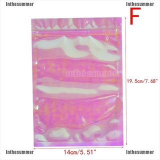 【COD√summer❄】 100Pcs Iridescent Zip Lock Bags Cosmetic Plastic Holographic Zipper B Wq (7)