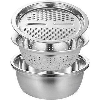 26cm Multifunctional Stainless Steel Basin Grater - 3 in 1 Grater Drain Basket Made of Sturdy Stainl
