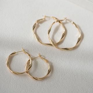 Simple Twisted Hoop Earrings Gold Round Stud Earrings Circle Ear Stud (1)