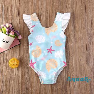 ✿ℛToddler Baby Girl One Piece Bikini Ruffles Sleeve Swimsuits Floral Beach Swimwear Bathing