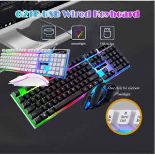 Gaming Keyboard And Mouse Set G21B LED Colorful Backlight Keyboard Bundle 104 Keys