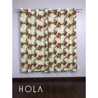 HOLA - Christmas Printed Curtains - Cream Ribbon - PRICE PER PIECE