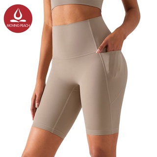 MOVING PEACH Women Sports Middle Pants High waist Yoga Bottom with Pockets ACE