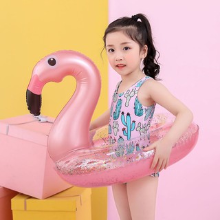 ■◑Children s swimming ring flamingo baby swimming ring unicorn inflatable thickened water lying ring