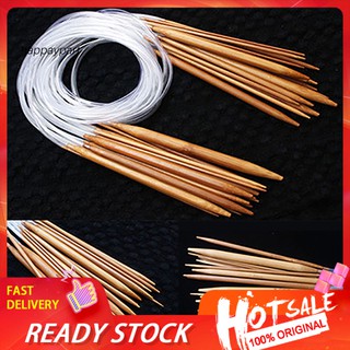 ✾FRJ✾18Sizes 40/60/80/100/120cm Tube Circular Carbonized Bamboo Knitting Needle Set (1)