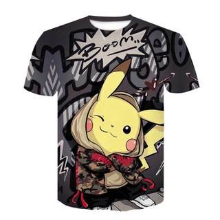 2021 Summer Pikachu short sleeved T-shirt Boy Girl Kid Top