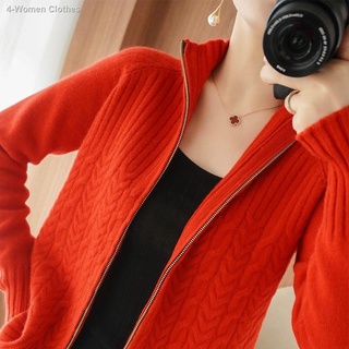 ♂✁♕Sweater knit sweater women 2021 new knitted cardigan women zipper stand high neck jacket women lo
