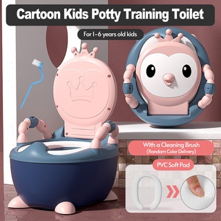 Baby Potty Training Seat Toilet Cartoon Comfortable Safe Toilet Trainer with Soft PVC Pad Lip Handle