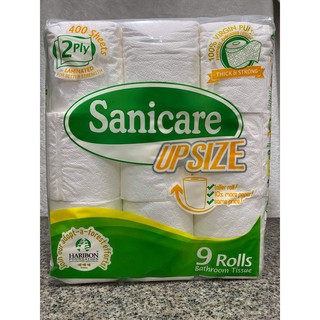Sanicare Bathroom Tissue UPSIZE 9 Rolls 400 Sheets 2ply