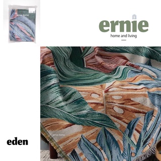 The Eden: Tropical floral cozy woven cotton throw blanket tapestry for living room or bedroom